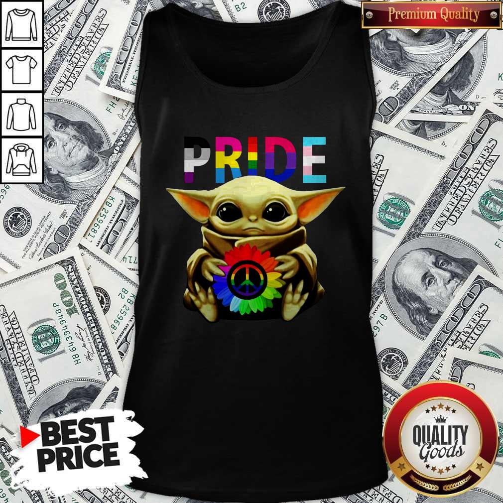 Cute Pride Baby Yoda Hug Hippie Sunflower Shirt