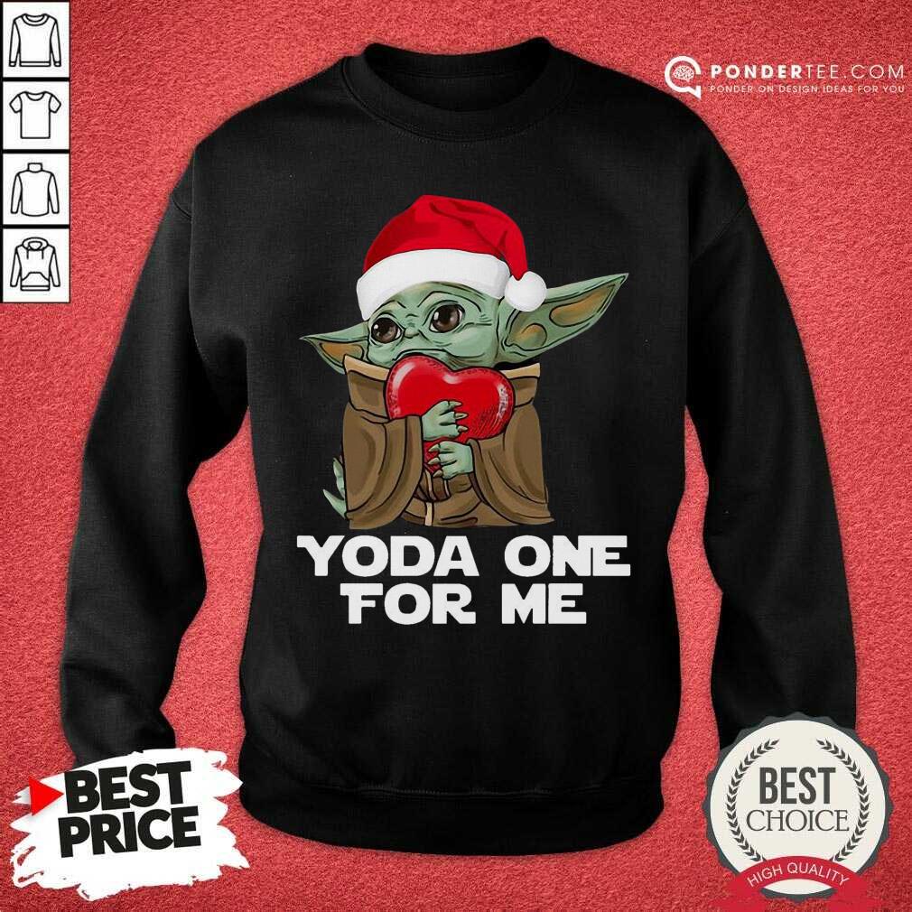 Cute Santa Baby Yoda One For Me Hug Heart Christmas Shirt