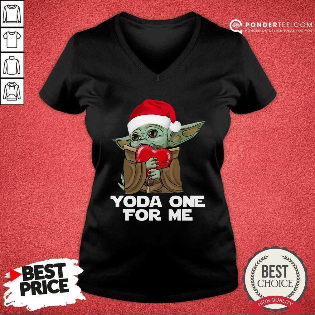 Cute Santa Baby Yoda One For Me Hug Heart Christmas Shirt