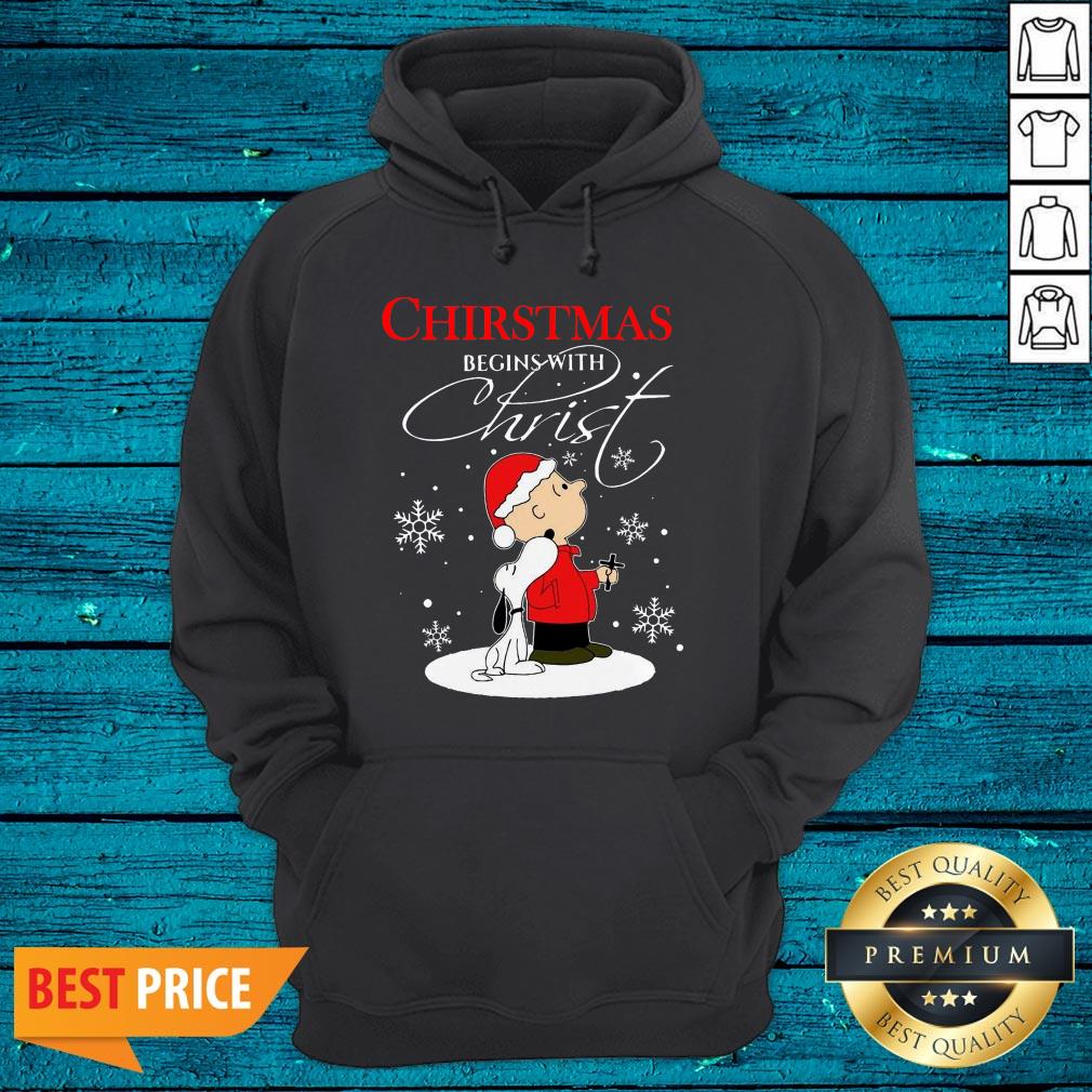Cute Snoopy And Charlie Brown Christmas Begins With Christ Shirt