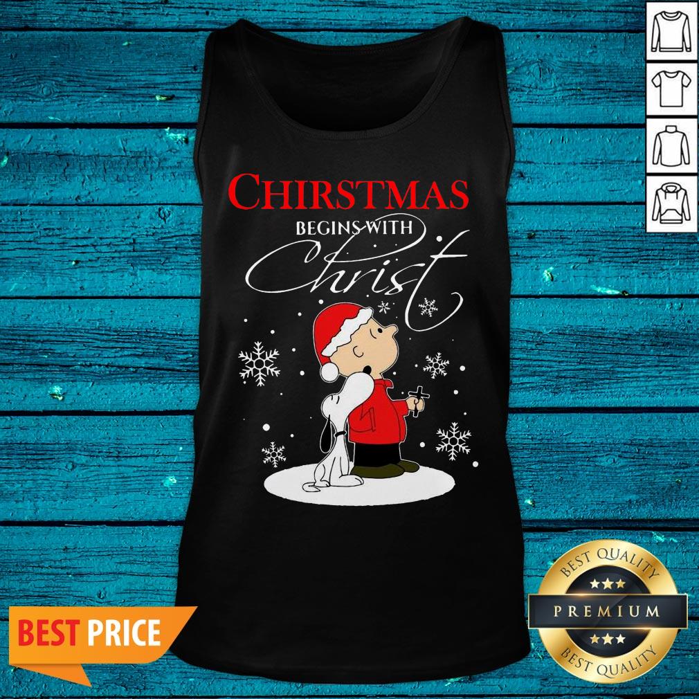 Cute Snoopy And Charlie Brown Christmas Begins With Christ Shirt