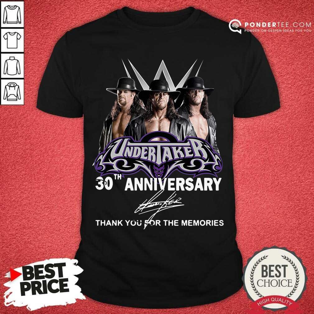 Cute Undertaker 30th Anniversary Signature Thank You For The Memories Shirt