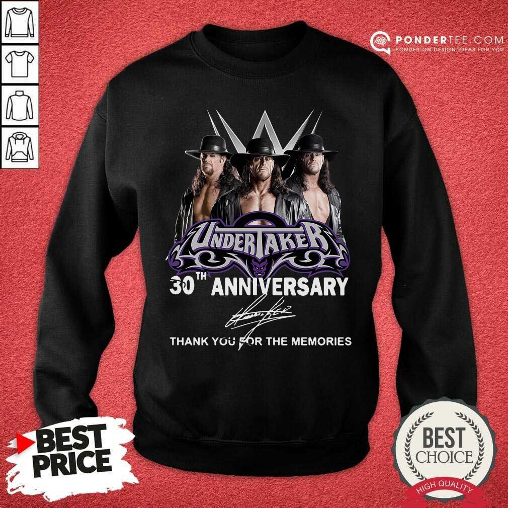 Cute Undertaker 30th Anniversary Signature Thank You For The Memories Shirt