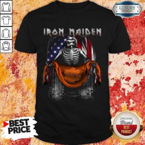 Nice Skeleton Iron Maiden Clemson Tiger Logo American Flag Independence Day Shirt
