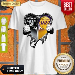 Nice Raiders And Los Angeles Laker Inside Heart Shirt