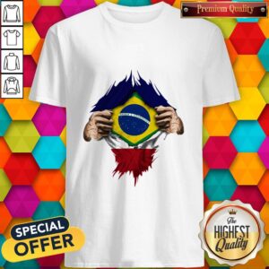 Pretty Superhero Brazil Flag Tear Shirt