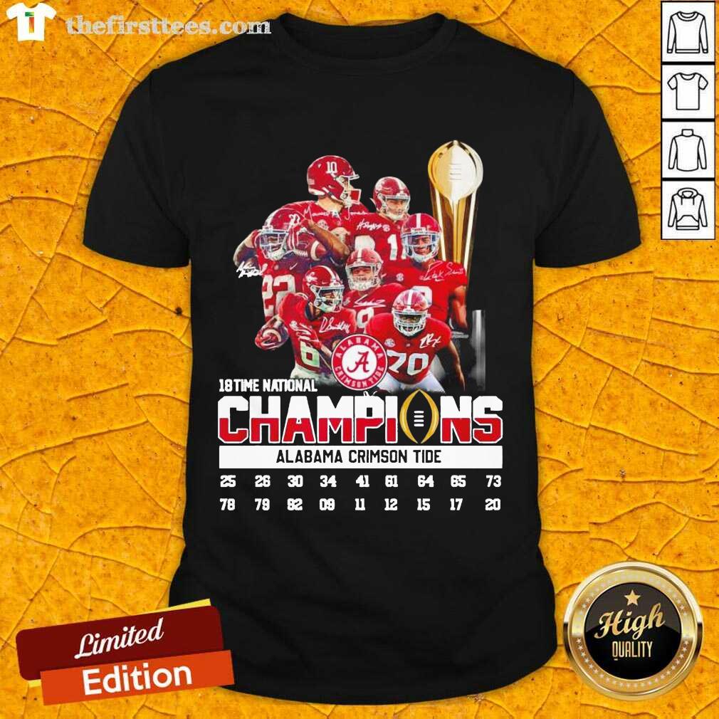 Funny 18 Time National Champions Alabama Crimson Tide Shirt