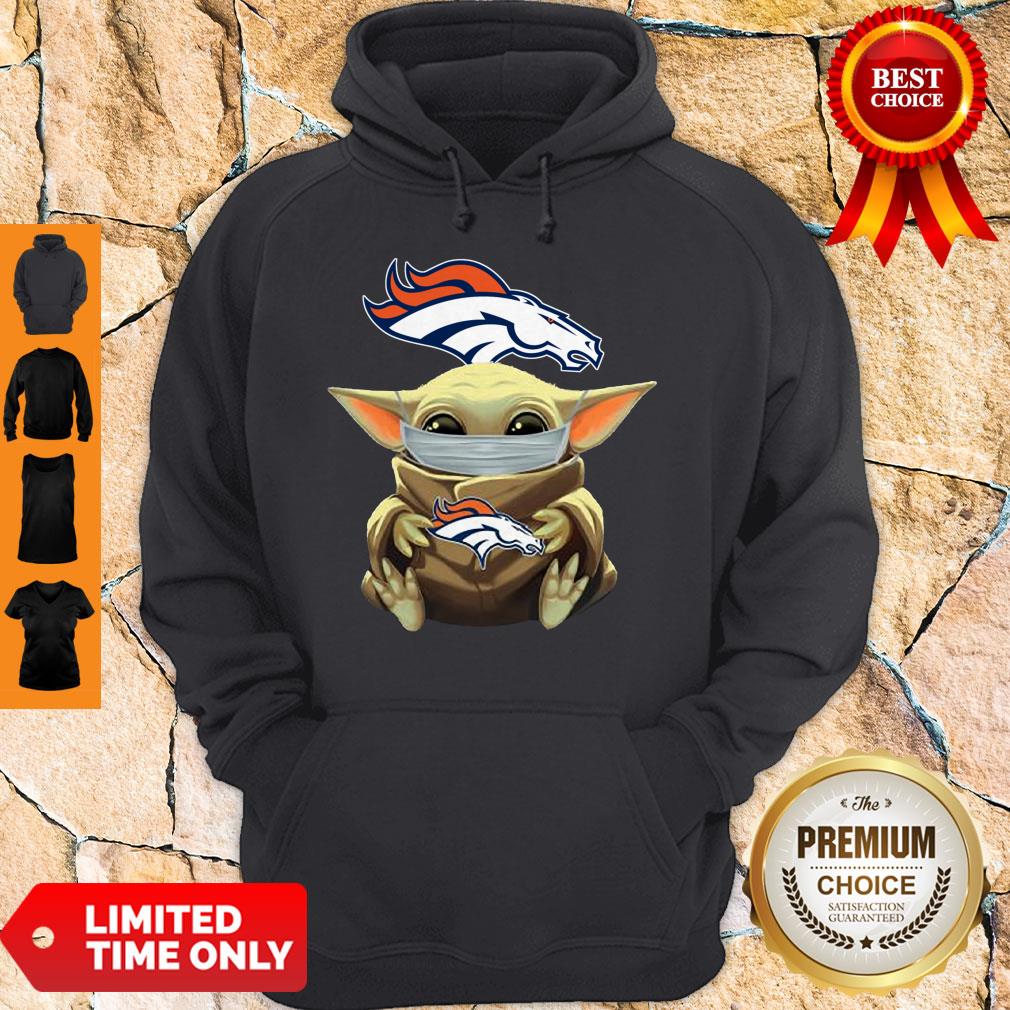 Funny Baby Yoda Face Mask Denver Broncos Tee Shirt