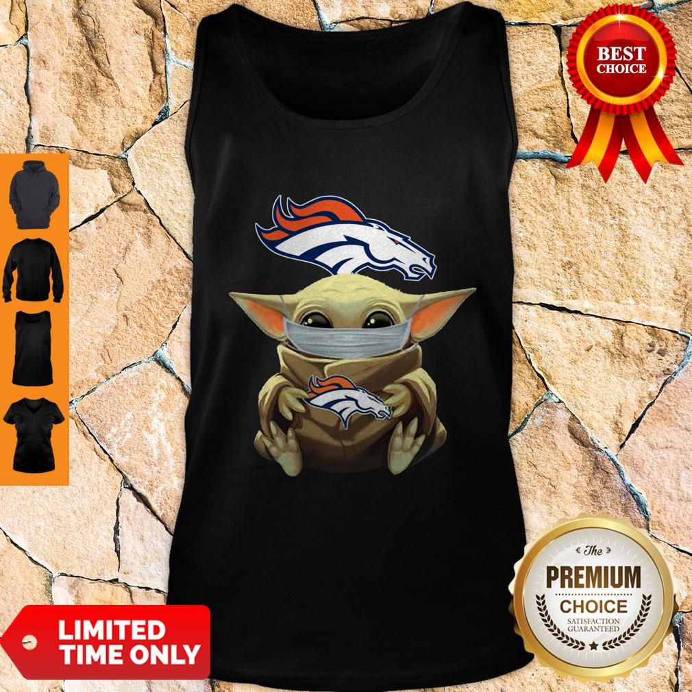 Funny Baby Yoda Face Mask Denver Broncos Tee Shirt