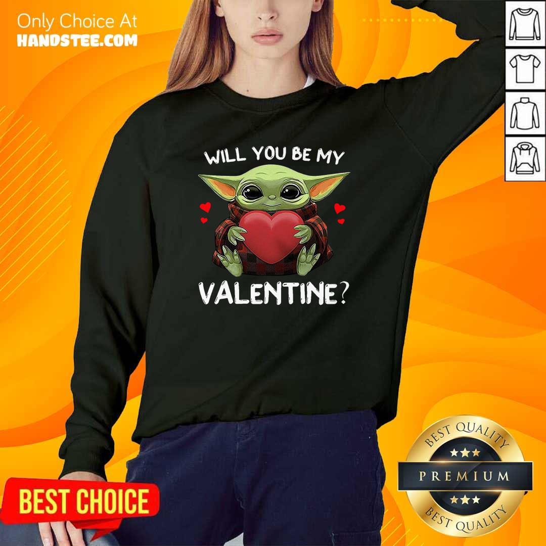 Funny Baby Yoda Hug Heart Will You Be My Valentine Shirt