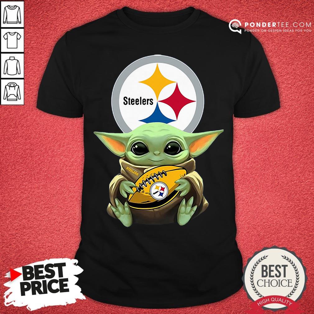 Funny Baby Yoda Hugging Pittsburgh Steelers Shirt