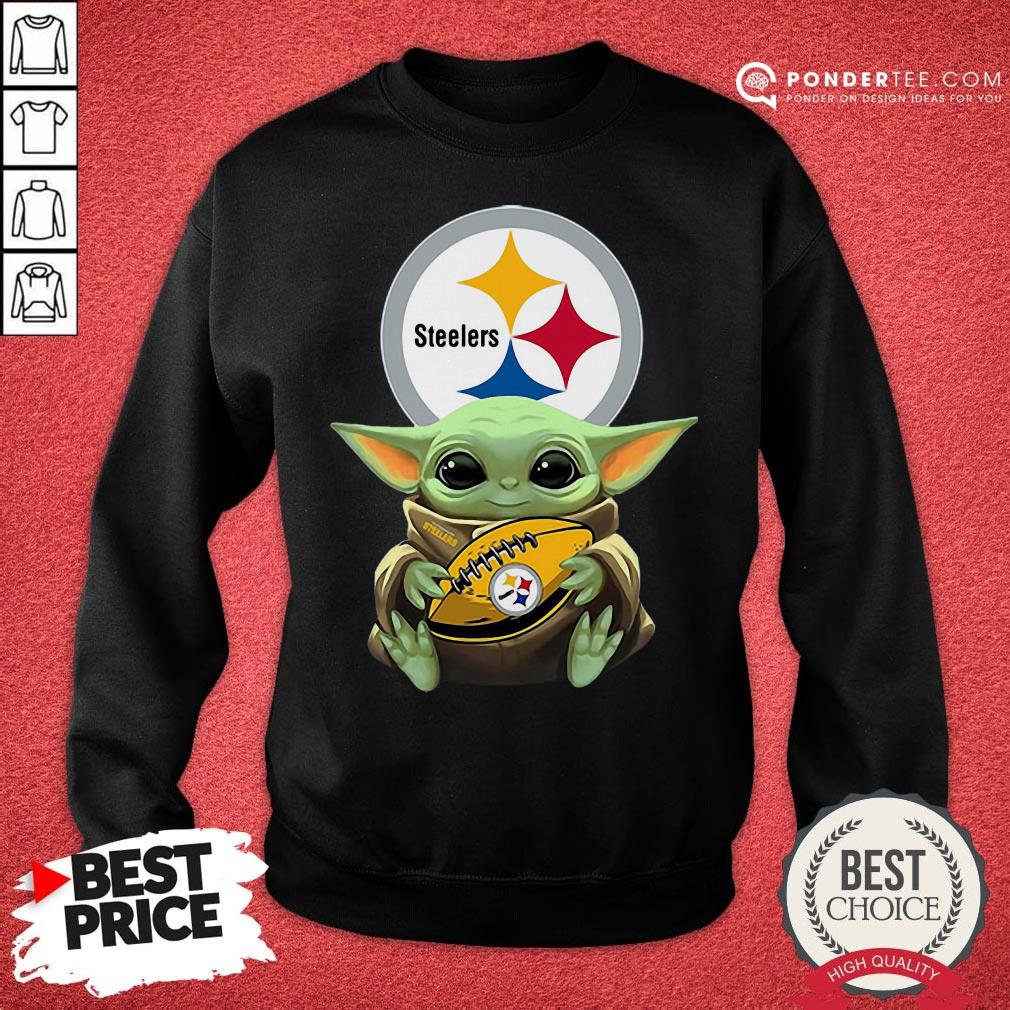 Funny Baby Yoda Hugging Pittsburgh Steelers Shirt