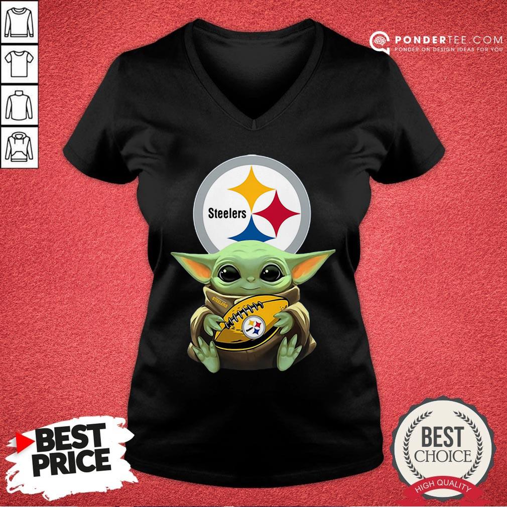 Funny Baby Yoda Hugging Pittsburgh Steelers Shirt
