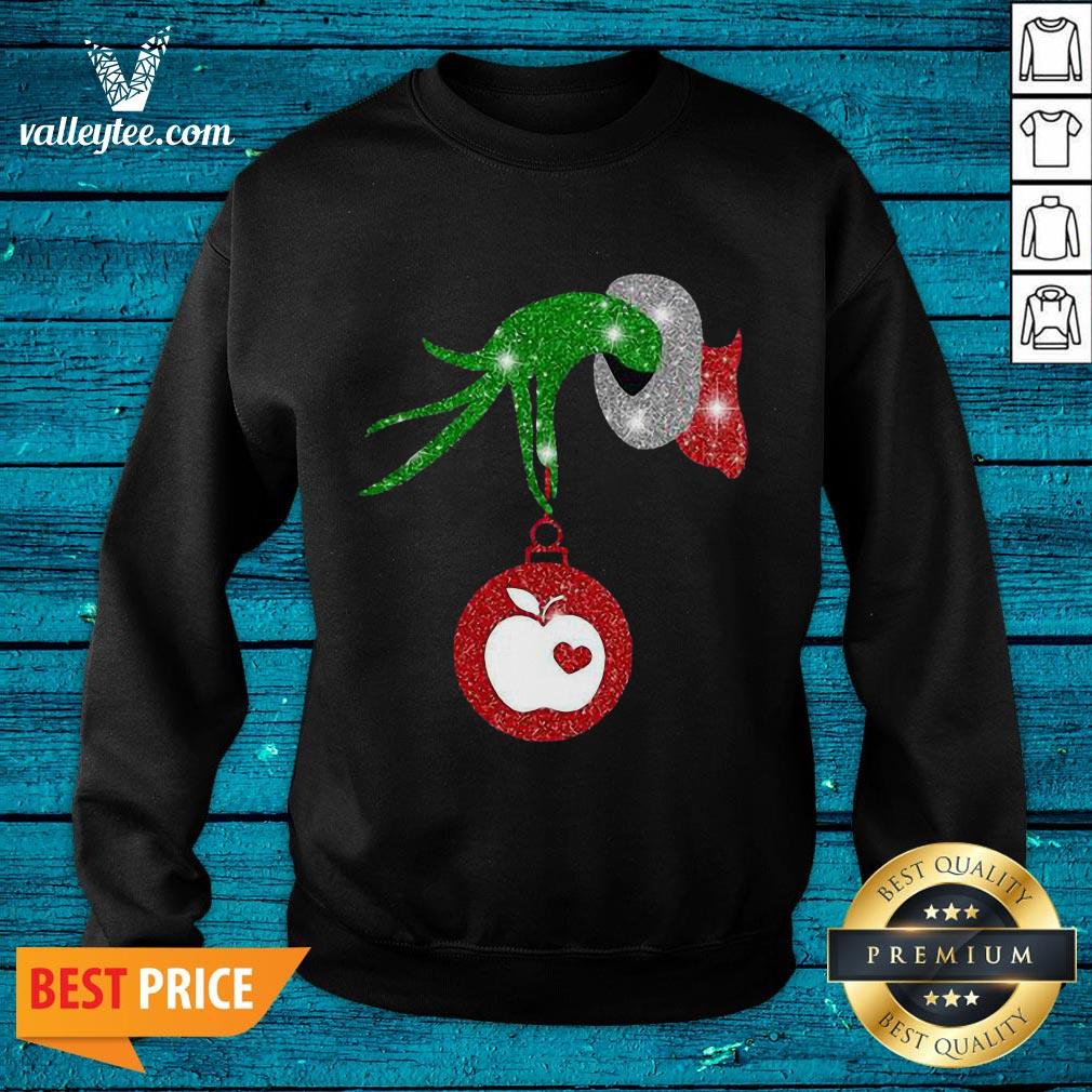 Good l Grinch Hand Holding Apple Diamond Merry Christmas Shirt
