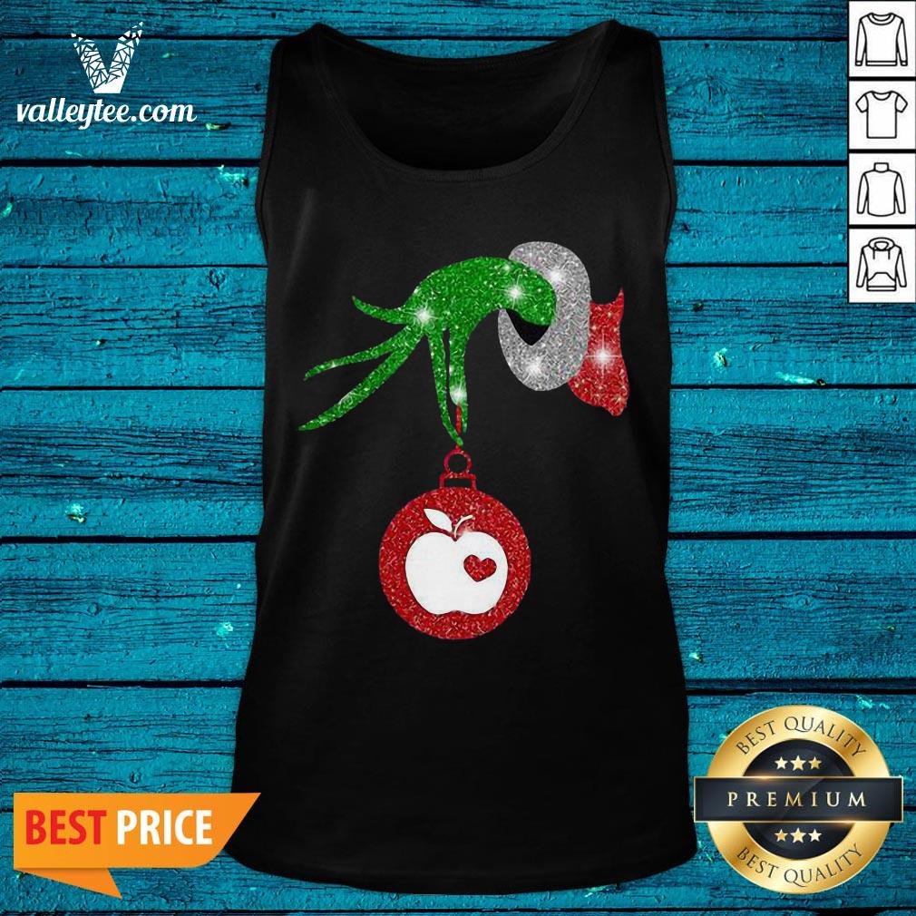 Good l Grinch Hand Holding Apple Diamond Merry Christmas Shirt