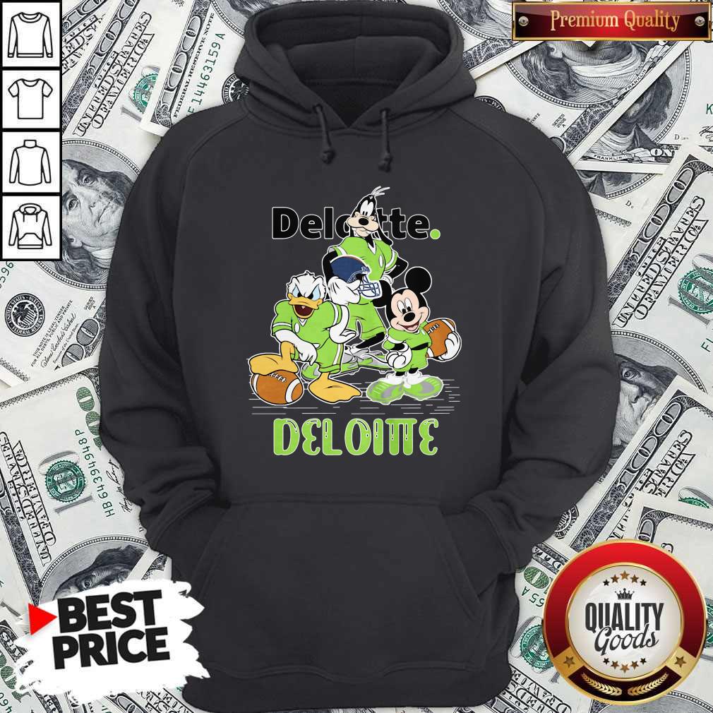 Goofy Donald Duck And Mickey Mouse Football Player Deloitte Shirt
