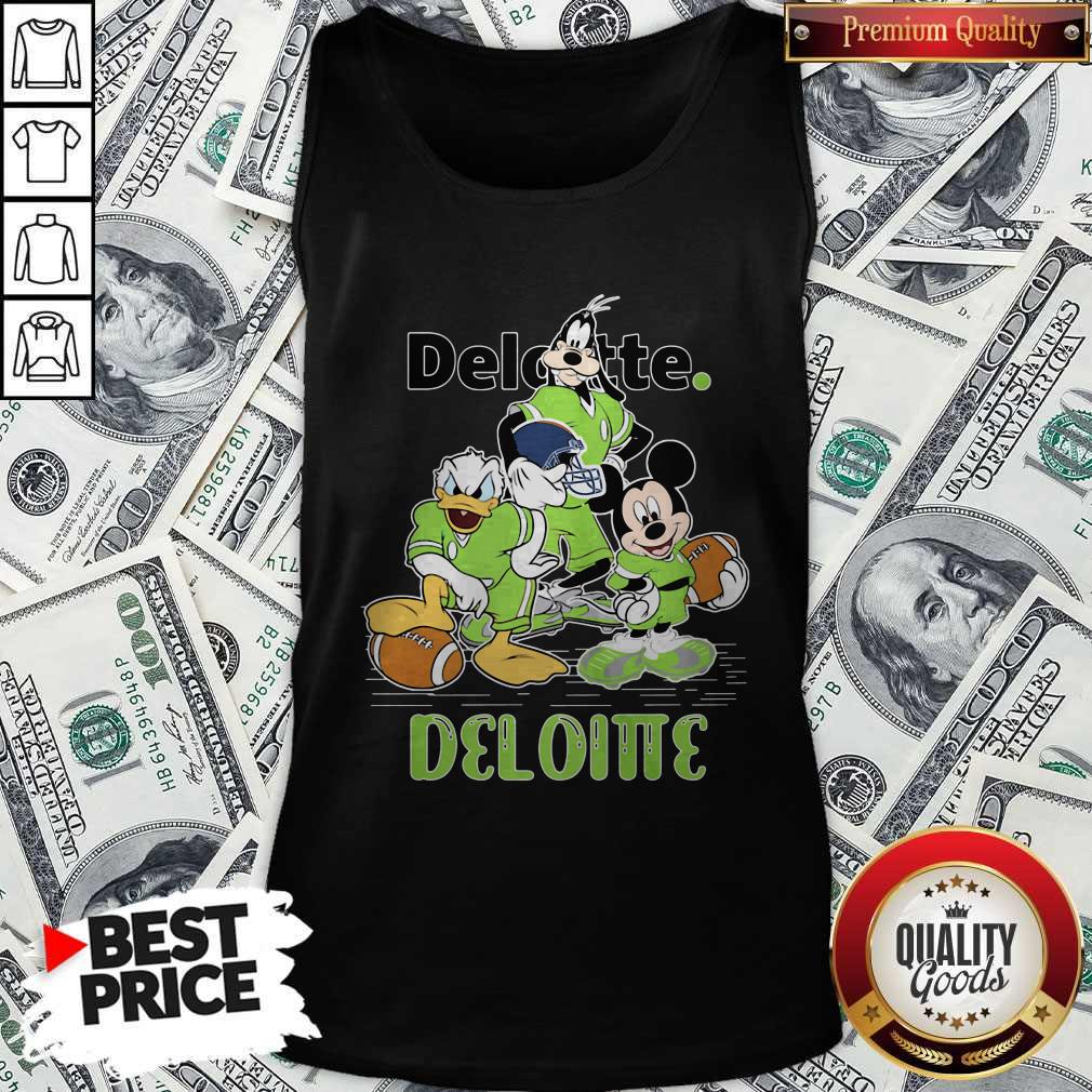 Goofy Donald Duck And Mickey Mouse Football Player Deloitte Shirt