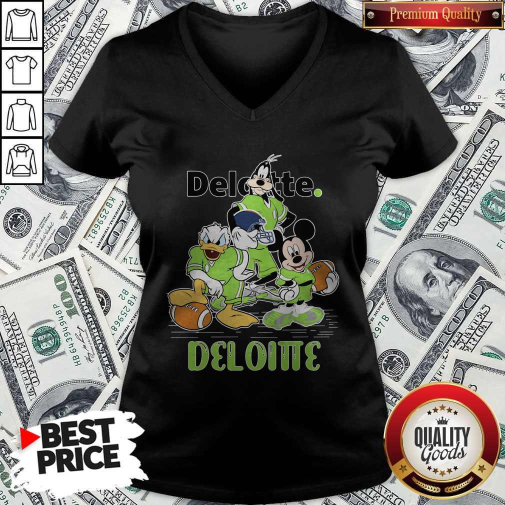 Goofy Donald Duck And Mickey Mouse Football Player Deloitte Shirt