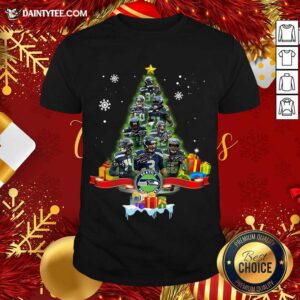 Awesome Seattle Seahawks Player Signatures Christmas Tree Shirt