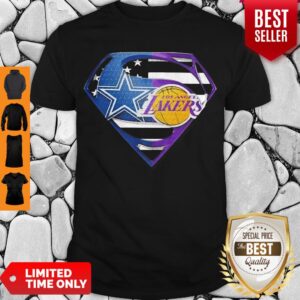 Superhero Dallas Cowboys And Los Angeles Lakers Diamond American Flag Independence Day Shirt