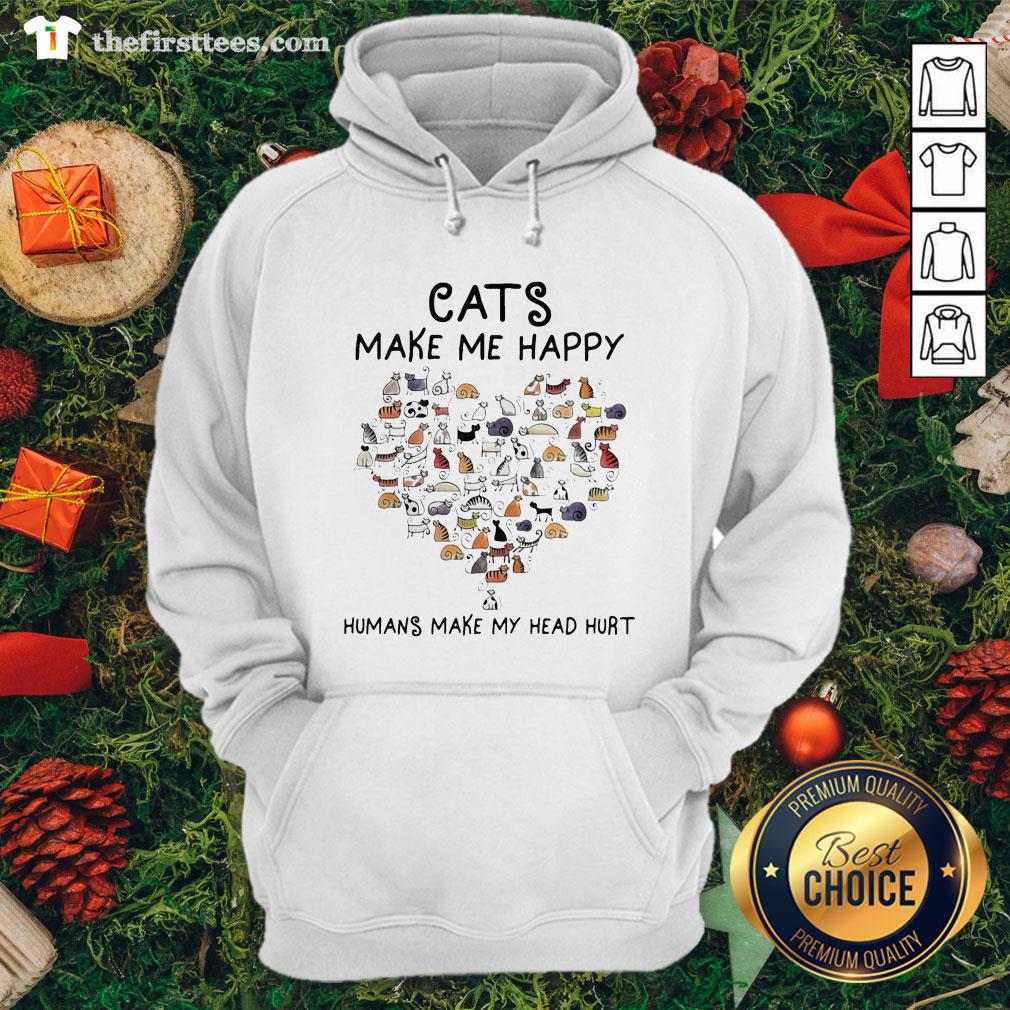 Cute Cats Make Me Happy Humans Make My Head Hurt Heart Shirt