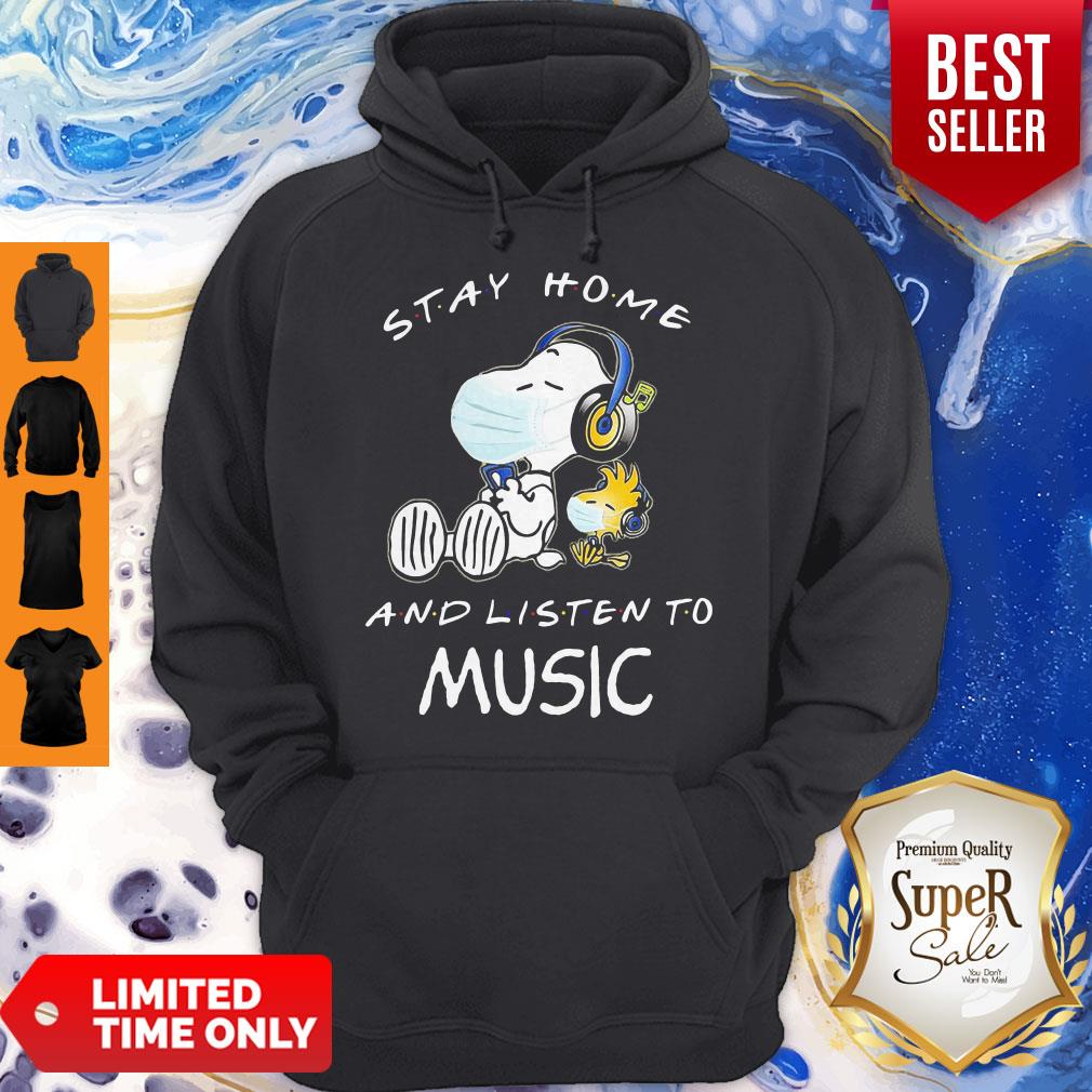 Snoopy Wear Mask Stay Home And Listen To Music Covid 19 Shirt
