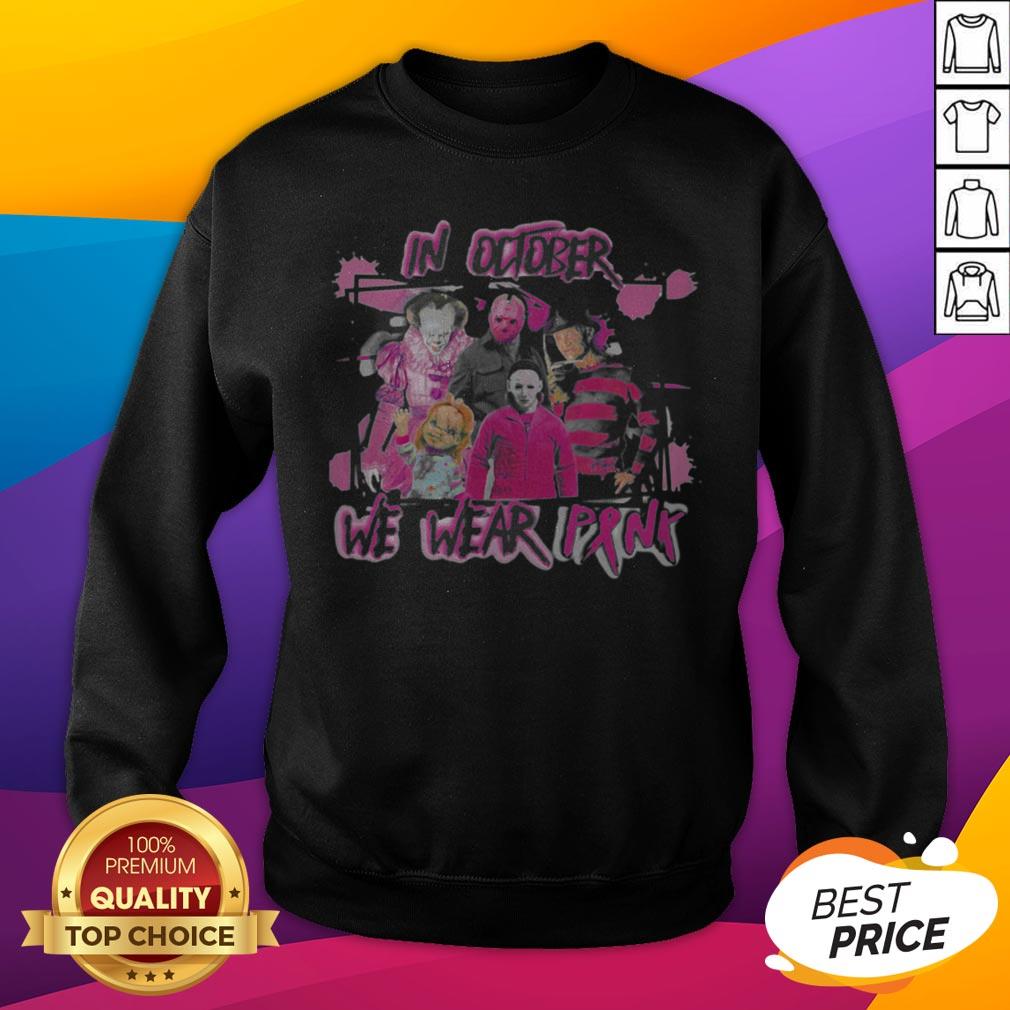 Horror Breast Cancer In October We Wear Pink Halloween Shirt