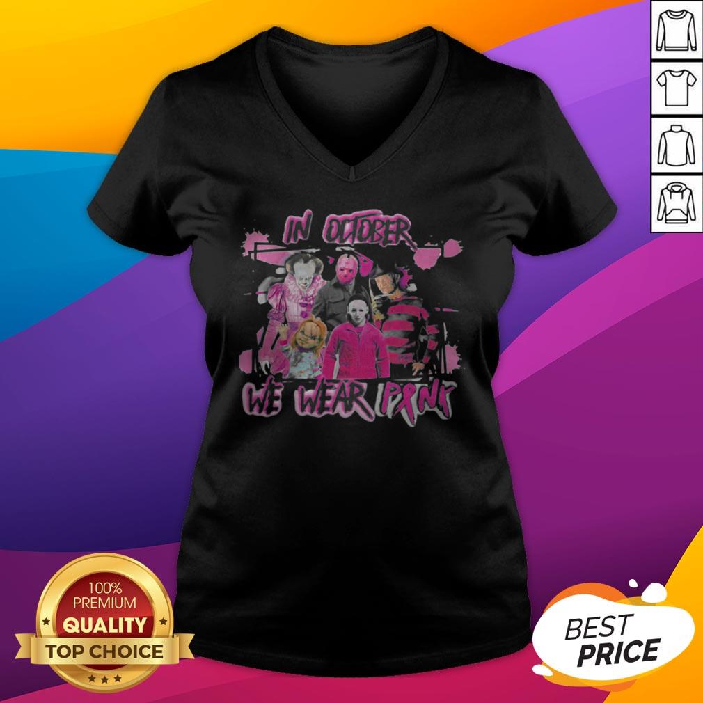 Horror Breast Cancer In October We Wear Pink Halloween Shirt