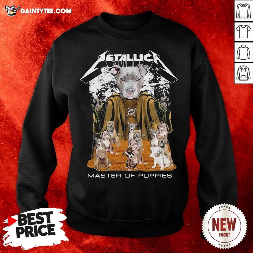 Hot Metallic Pit Bull Terrier Master Of Puppies Shirt