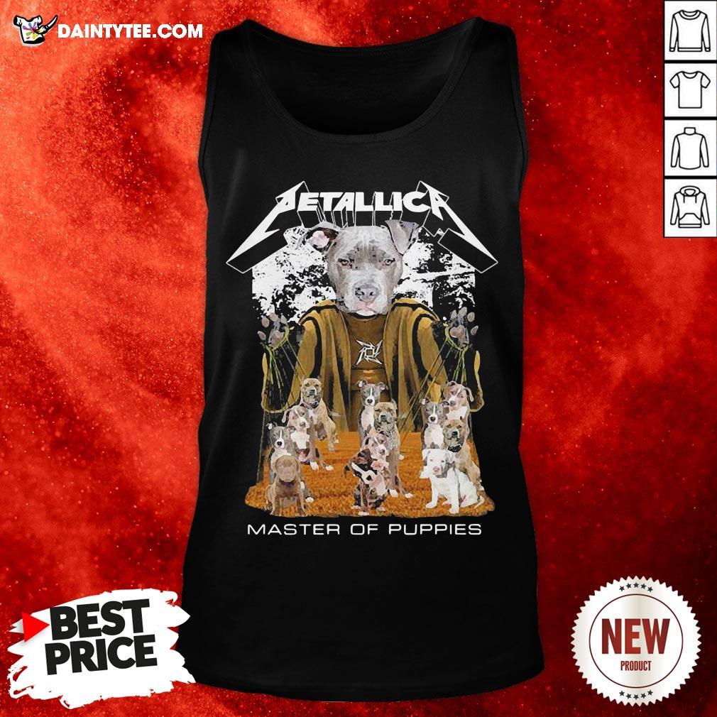 Hot Metallic Pit Bull Terrier Master Of Puppies Shirt