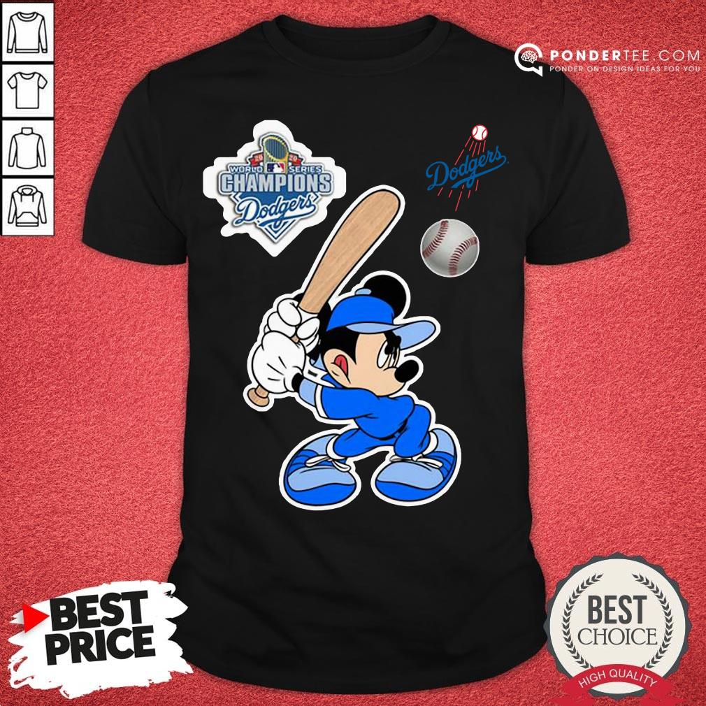 Hot Mickey Mouse Playing Baseball World Series Champion Dodgers Shirt