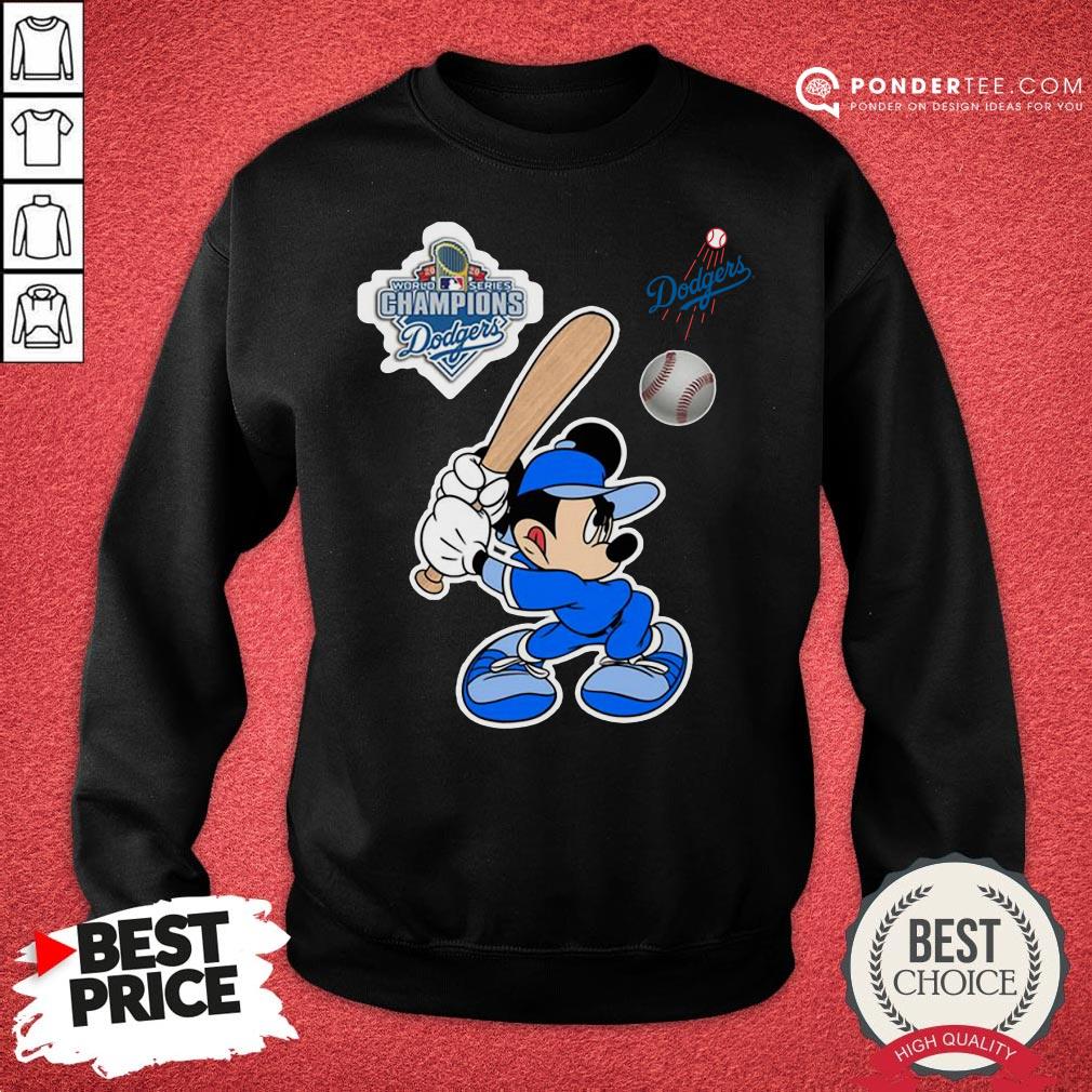 Hot Mickey Mouse Playing Baseball World Series Champion Dodgers Shirt
