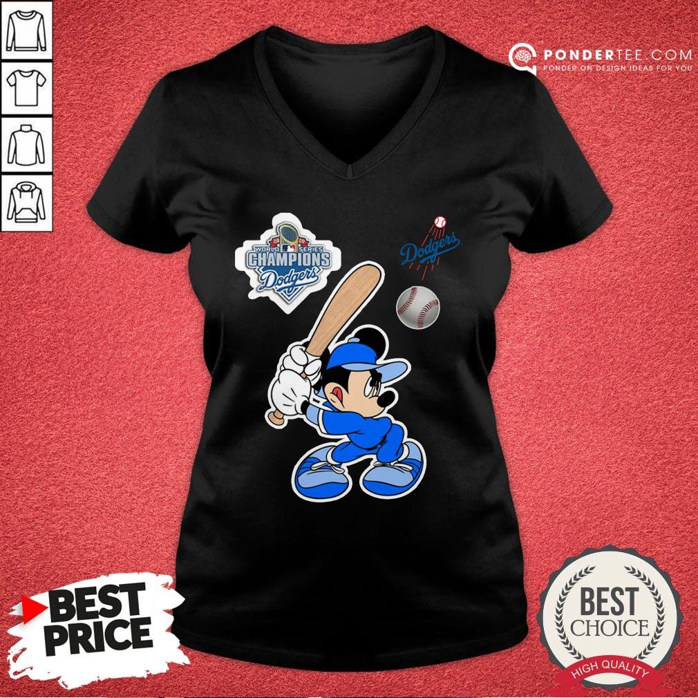 Hot Mickey Mouse Playing Baseball World Series Champion Dodgers Shirt
