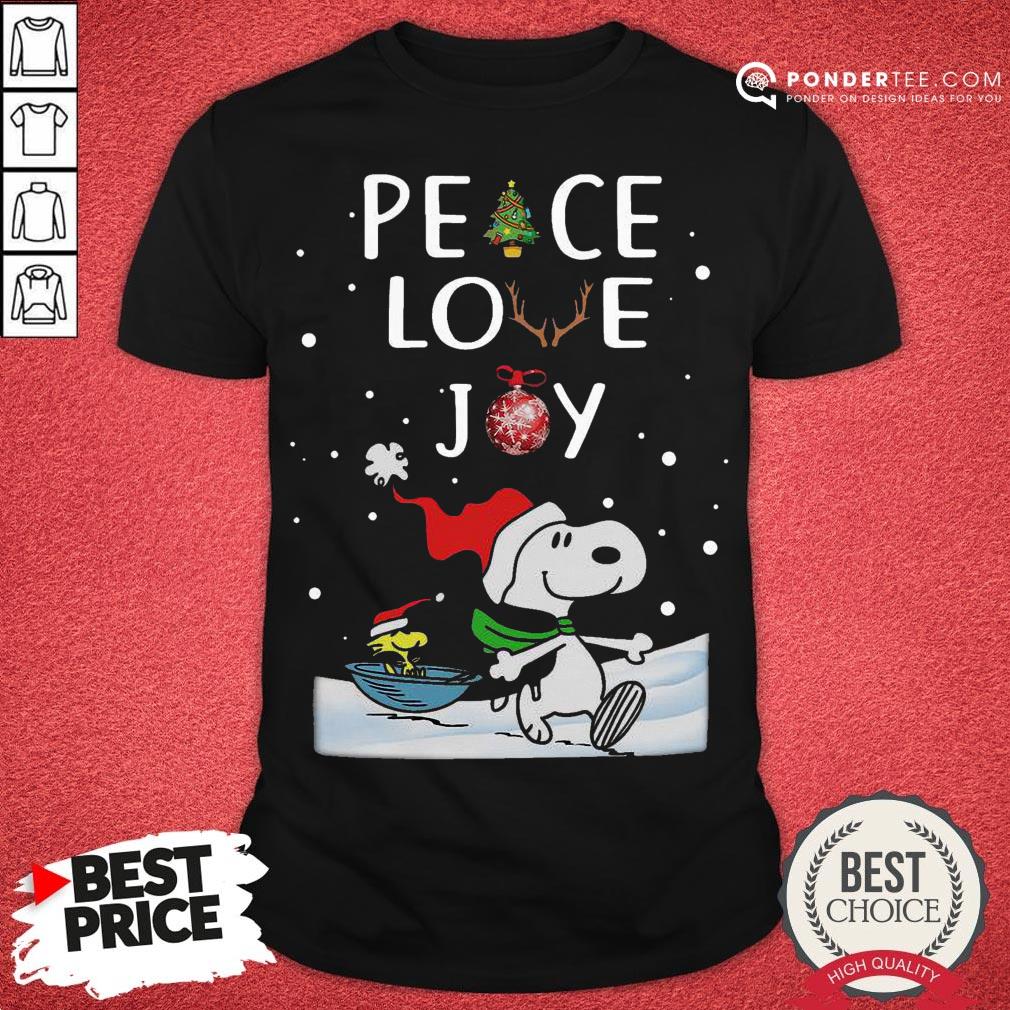 Hot Snoopy And Woodstock Peace Love Joy Christmas Shirt