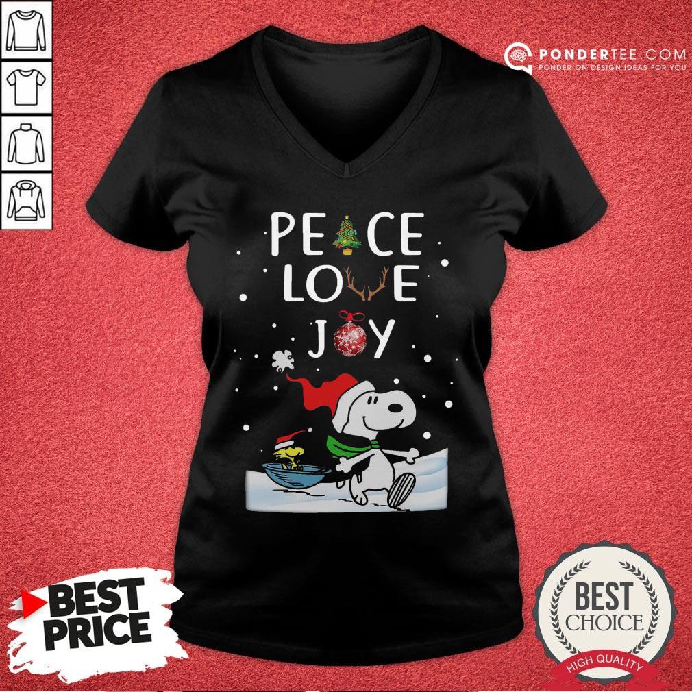 Hot Snoopy And Woodstock Peace Love Joy Christmas Shirt