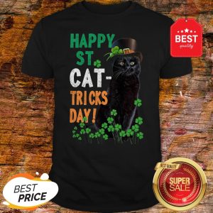 Official Happy St Cat-Tricks Day St. Patrick Day Black Cat Shirt