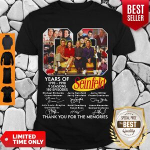 Awesome 08 Years Of 1990 1998 9 Seasons 180 Episodes Seinfeld Thank You For The Memories Signatures Shirt