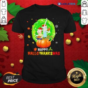 Great Rick And Morty Santa Happy Hallothanksmas Shirt