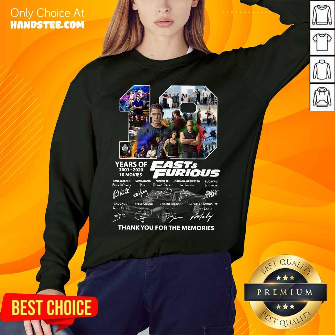 Nice Fast And Furious 19 Years Thank You For The Memories Signatures Shirt