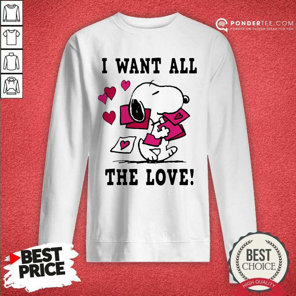 Nice Peanuts Snoopy All The Love Valentines Shirt