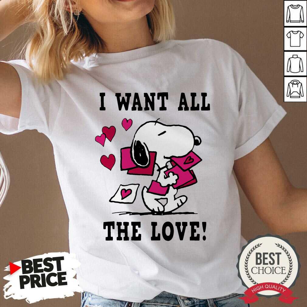 Nice Peanuts Snoopy All The Love Valentines Shirt