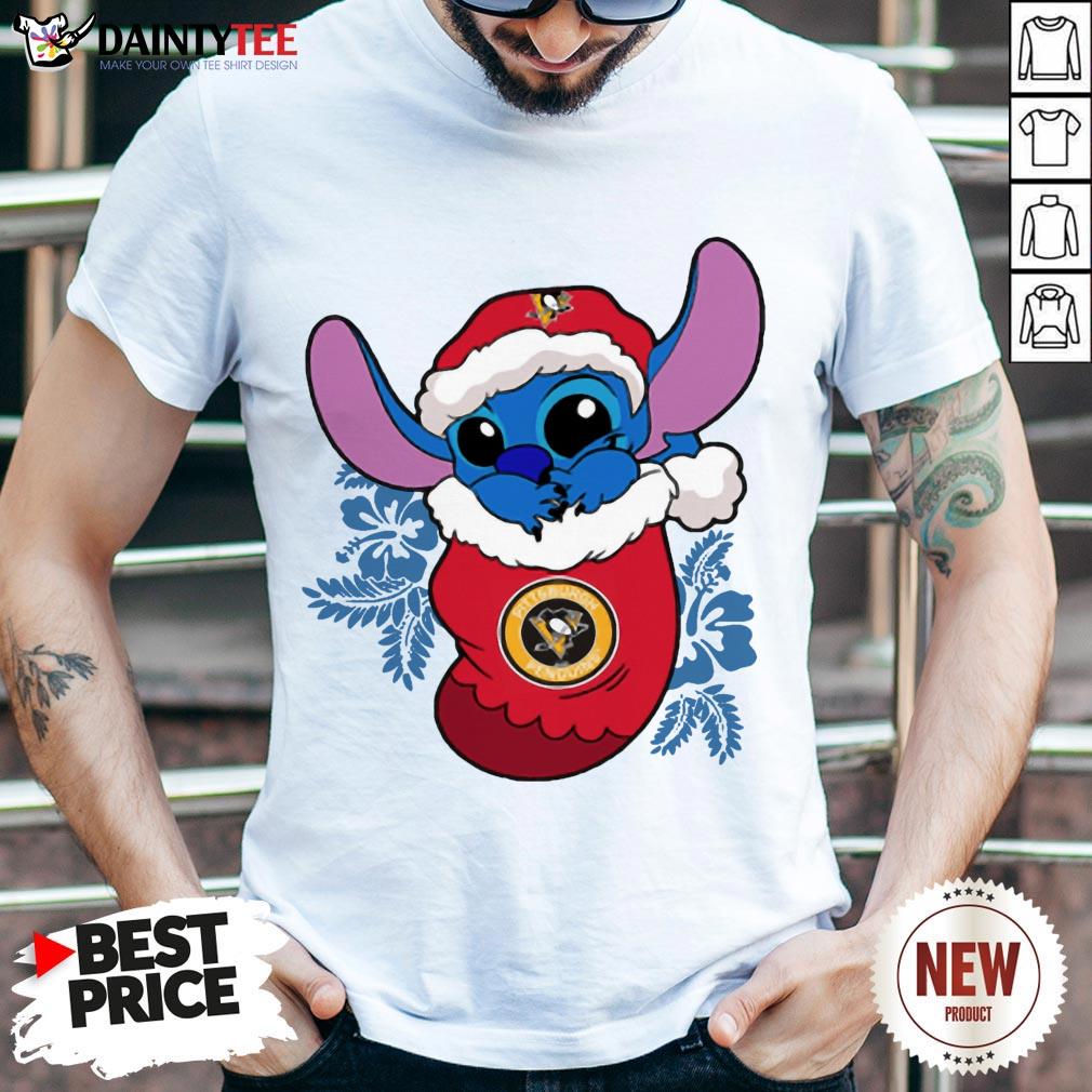 Nice Pittsburgh Penguins Christmas Stitch In The Sock Funny Disney NHL Shirt