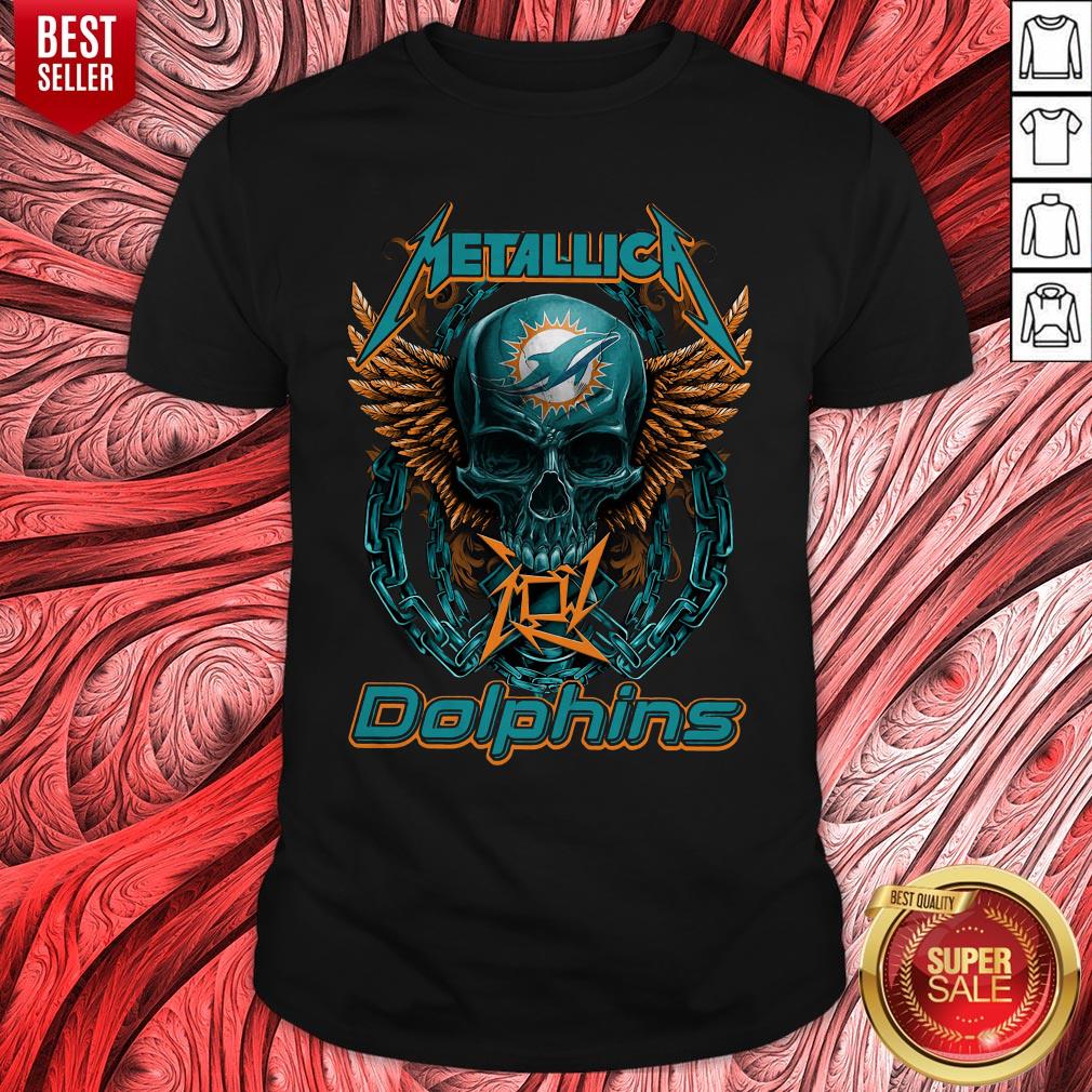 Nice Skull Metallic Dolphins Shirt