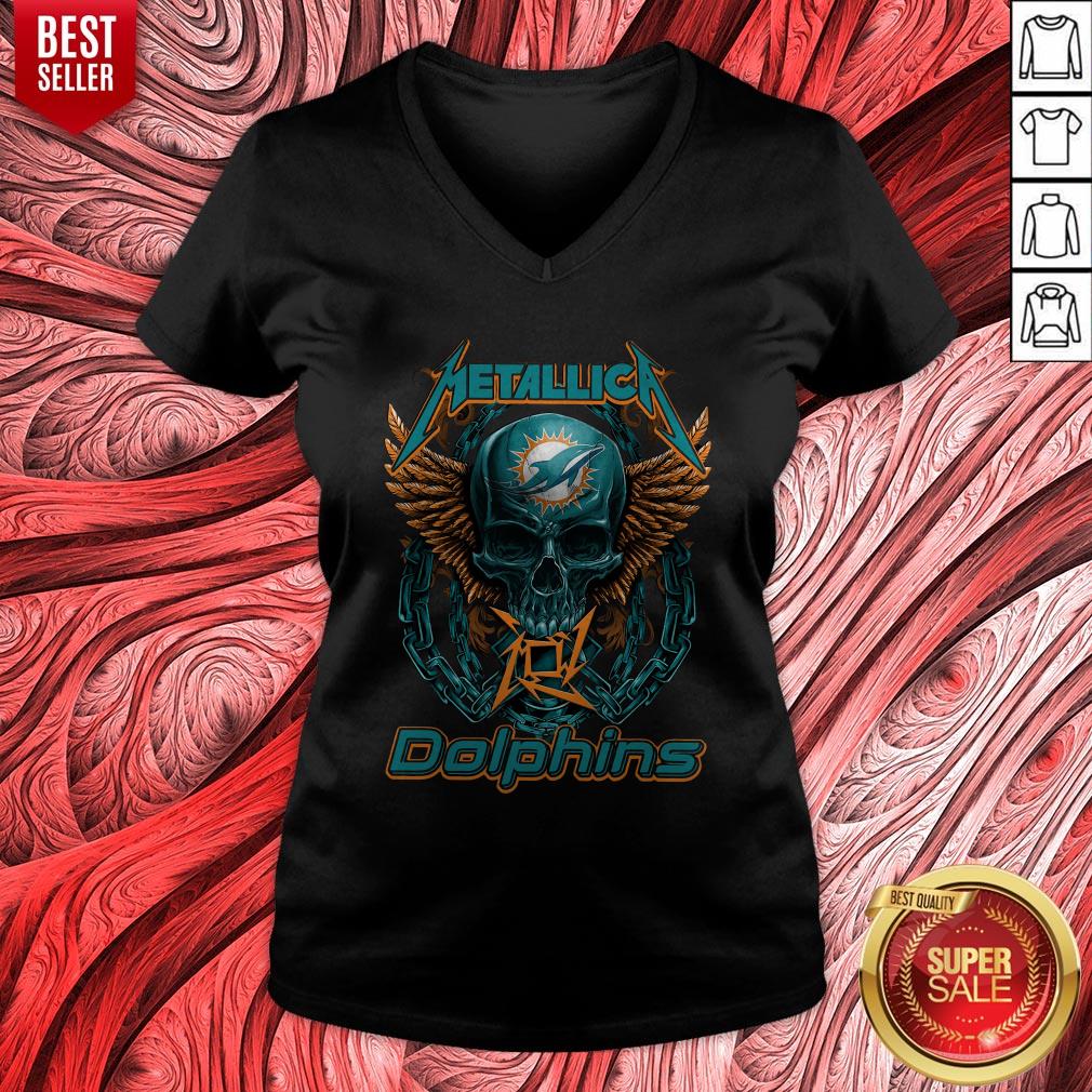 Nice Skull Metallic Dolphins Shirt