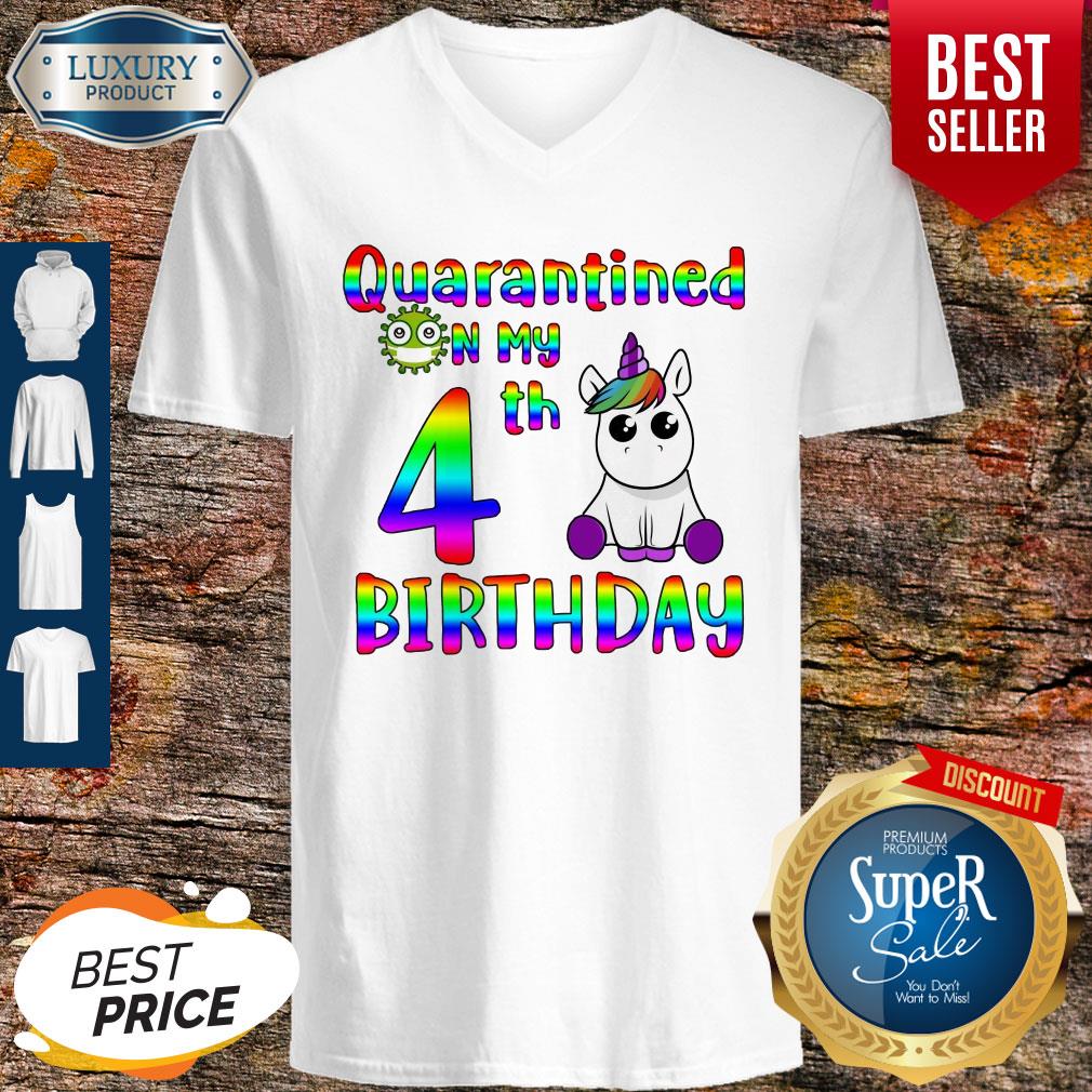 Nice Unicorn Quarantined on my 4th birthday shirt