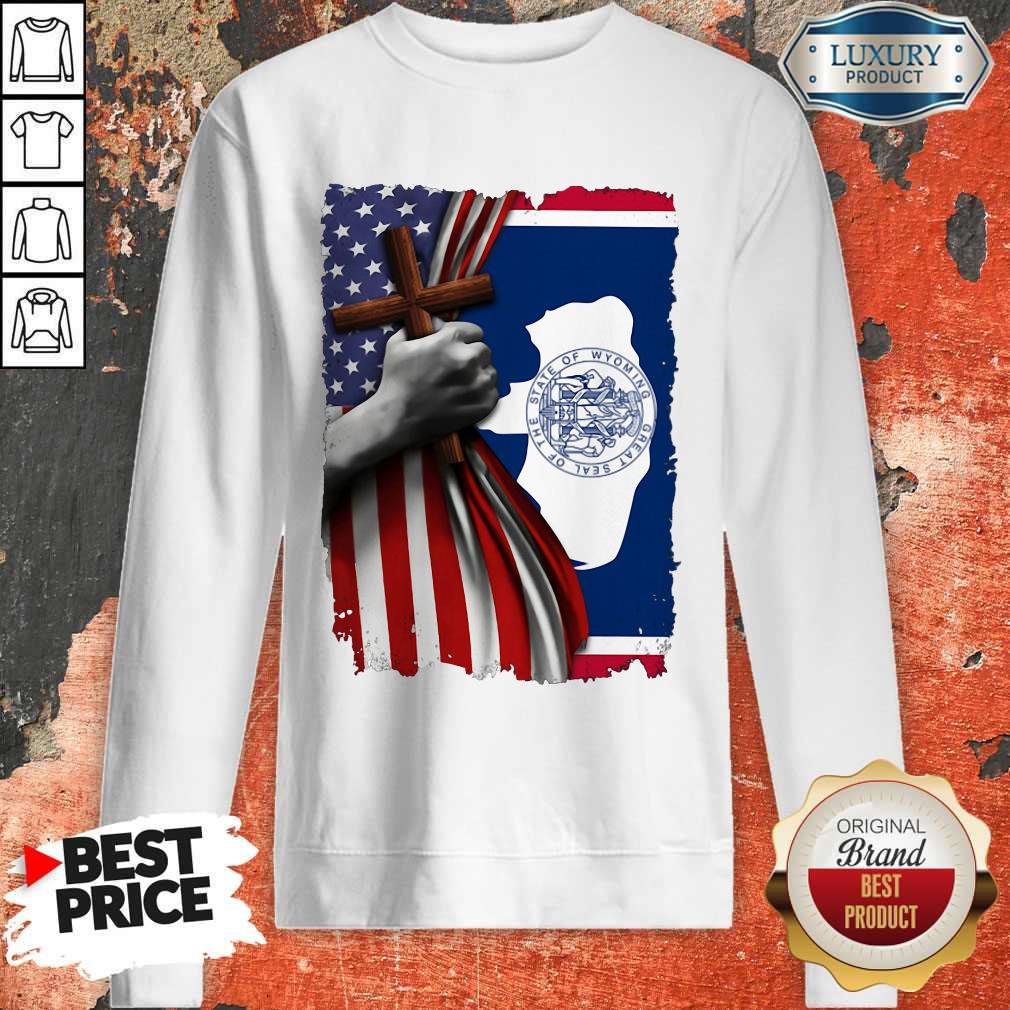 Nice Wyoming American Flag Cross Happy Independence Day Shirt
