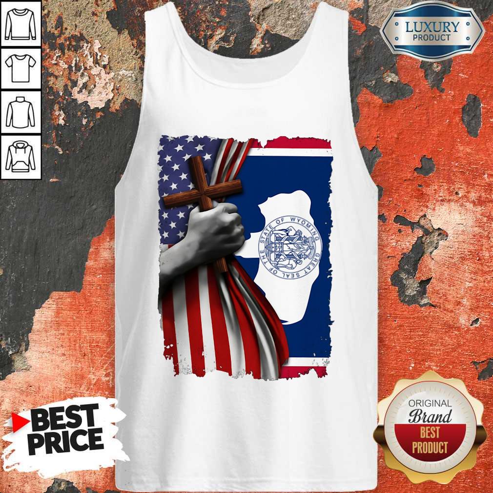 Nice Wyoming American Flag Cross Happy Independence Day Shirt