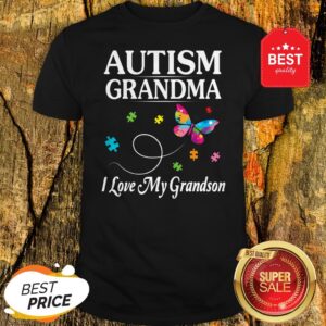 Butterfly Autism Grandma I Love My Grandson Awareness Shirt