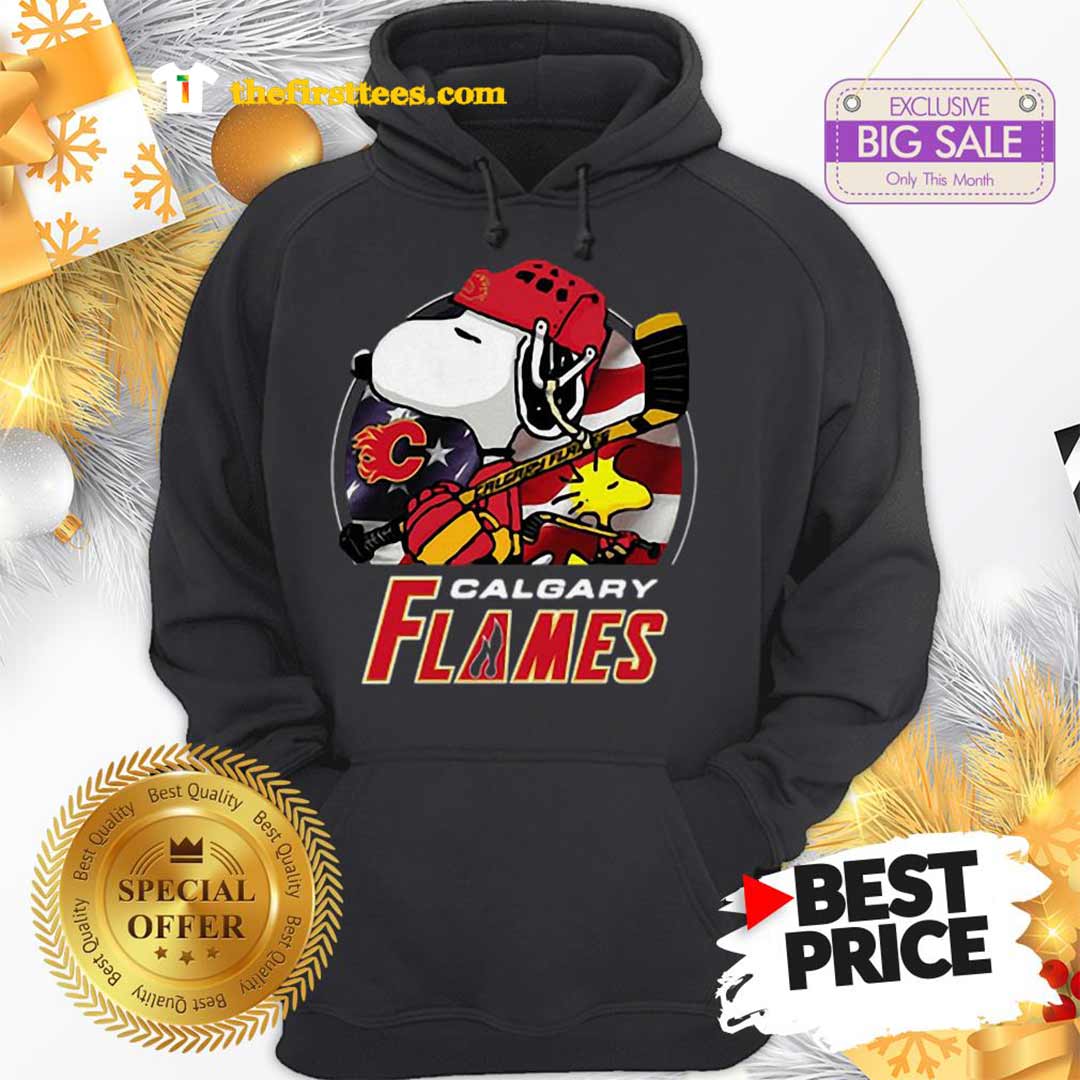 Official Calgary Flames Ice Hockey Snoopy And Woodstock Funny Shirt