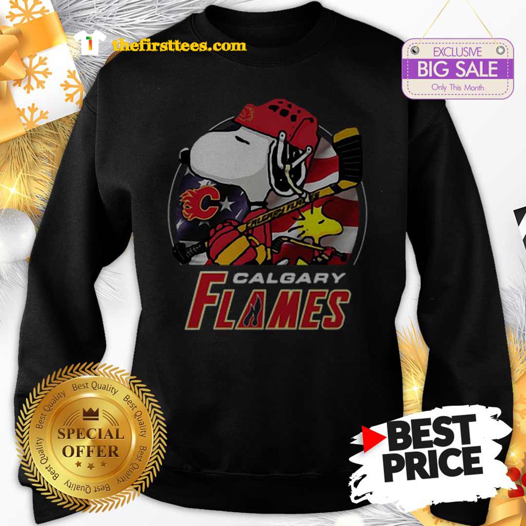 Official Calgary Flames Ice Hockey Snoopy And Woodstock Funny Shirt